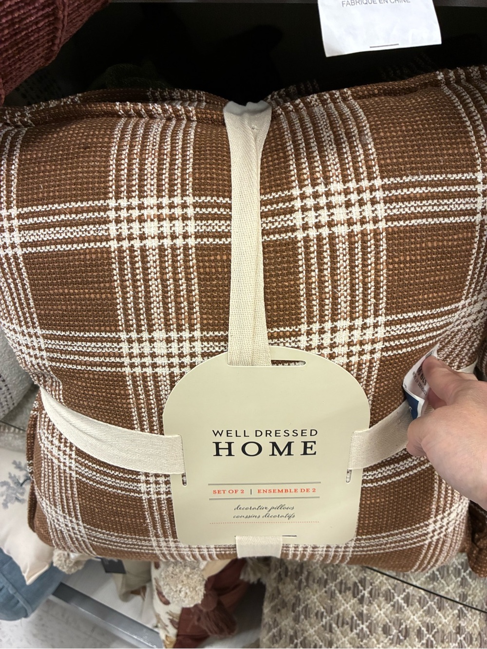 Brown Plaid Decorative Pillow - Set of 2